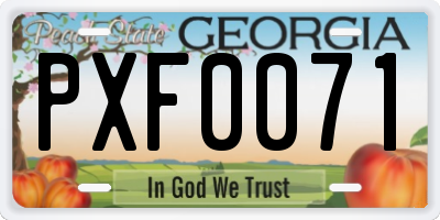 GA license plate PXF0071