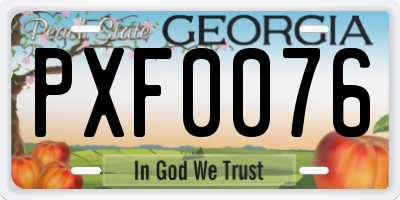 GA license plate PXF0076