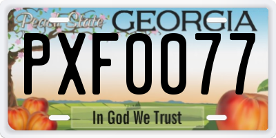 GA license plate PXF0077