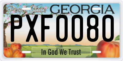 GA license plate PXF0080