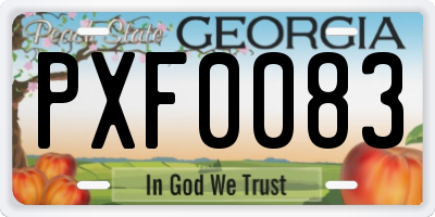 GA license plate PXF0083