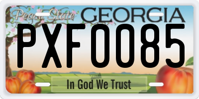 GA license plate PXF0085