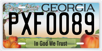 GA license plate PXF0089