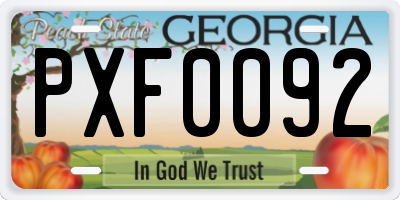 GA license plate PXF0092