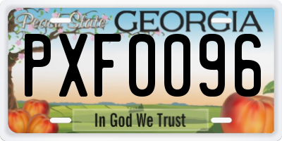 GA license plate PXF0096