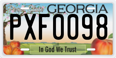 GA license plate PXF0098