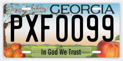 GA license plate PXF0099