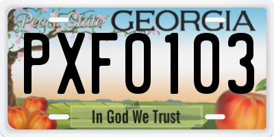 GA license plate PXF0103