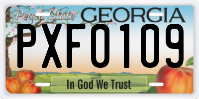 GA license plate PXF0109