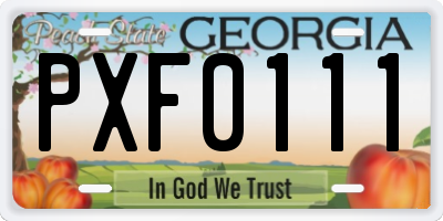 GA license plate PXF0111