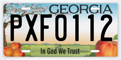 GA license plate PXF0112