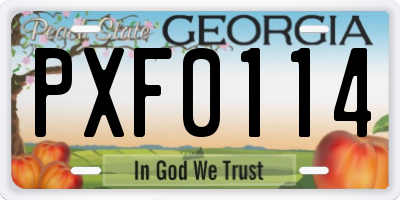 GA license plate PXF0114