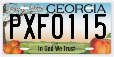 GA license plate PXF0115