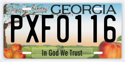 GA license plate PXF0116