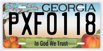 GA license plate PXF0118