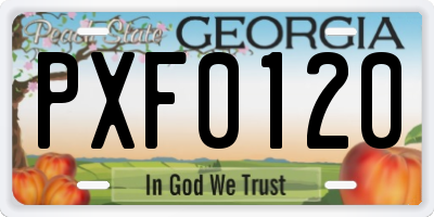 GA license plate PXF0120