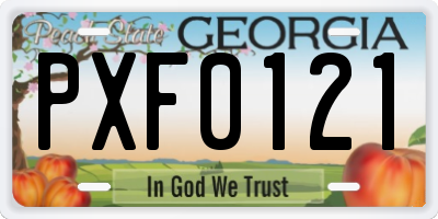 GA license plate PXF0121