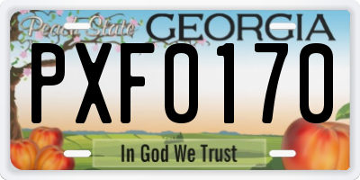 GA license plate PXF0170
