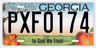 GA license plate PXF0174