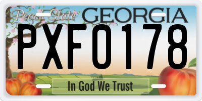GA license plate PXF0178
