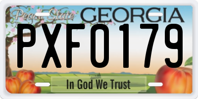 GA license plate PXF0179