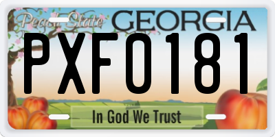 GA license plate PXF0181