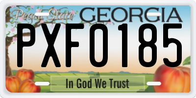 GA license plate PXF0185