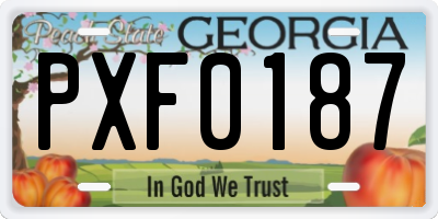 GA license plate PXF0187