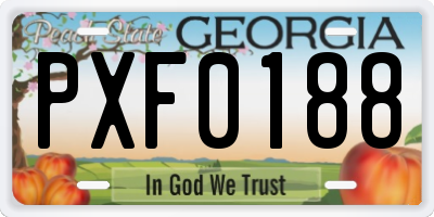 GA license plate PXF0188