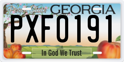GA license plate PXF0191