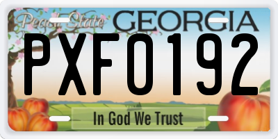 GA license plate PXF0192