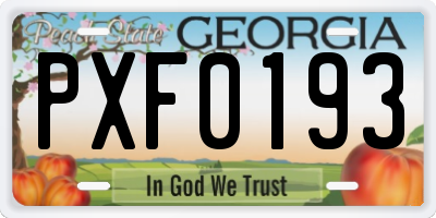 GA license plate PXF0193