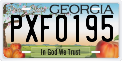 GA license plate PXF0195