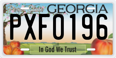 GA license plate PXF0196