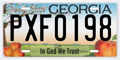 GA license plate PXF0198