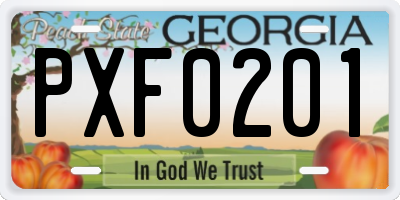 GA license plate PXF0201