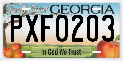 GA license plate PXF0203