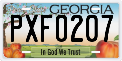 GA license plate PXF0207