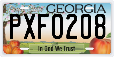 GA license plate PXF0208