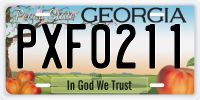 GA license plate PXF0211