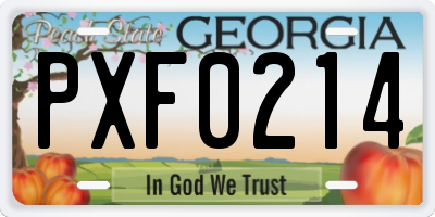 GA license plate PXF0214