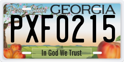 GA license plate PXF0215