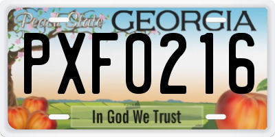 GA license plate PXF0216