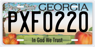 GA license plate PXF0220