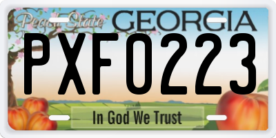 GA license plate PXF0223