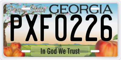 GA license plate PXF0226