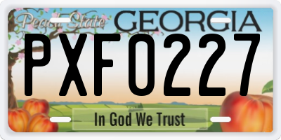GA license plate PXF0227