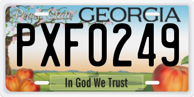 GA license plate PXF0249