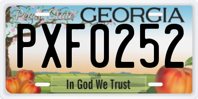 GA license plate PXF0252