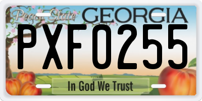 GA license plate PXF0255